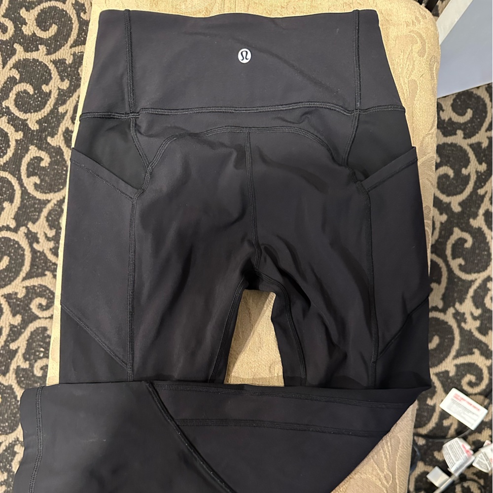 Lululemon wunder train black crop pant with pockets. 25”. Size 6